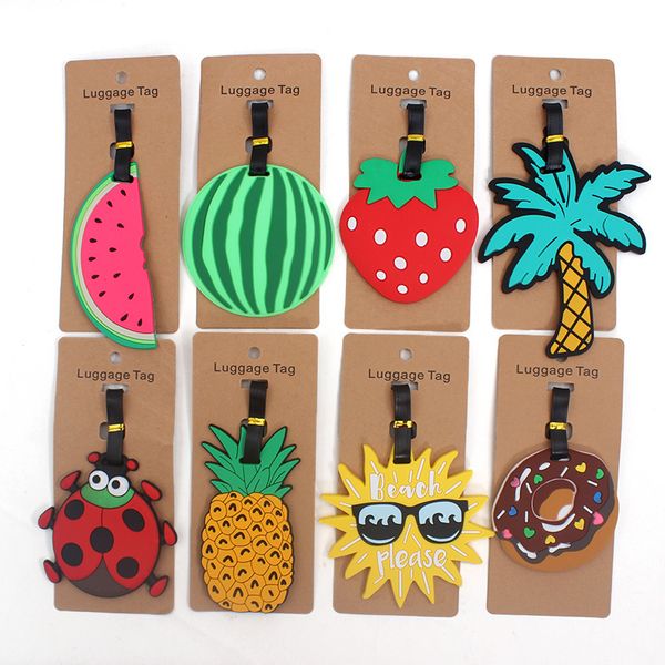 

fashion fruits travel accessories creative luggage tag silica gel suitcase id addres holder baggage boarding tags portable label, Black