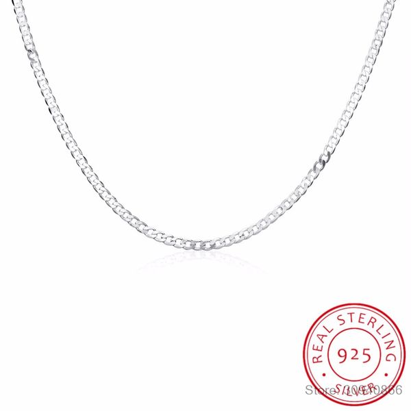 

4mm mens sideways necklace link chains necklace,vintage 925 sterling silver for women,30 inch simple geometric silver necklace