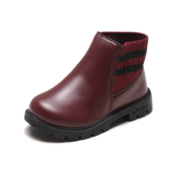 

new autumn winter children shoes pu leather casual martin boots kids snow boots girls boys rubber 27-36 fashion sneakers, Black;grey