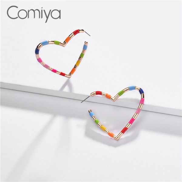 

comiya stud earrings zinc alloy heart shape fashion brincos party femme bijoux accessories lady wedding big earring for women, Golden;silver