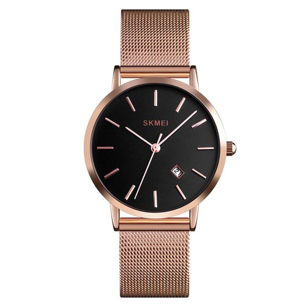 

skmei fashion women watch casual quartz wristwatches simple style 3bar waterproof stainless steel watchband reloj mujer 1530, Slivery;brown