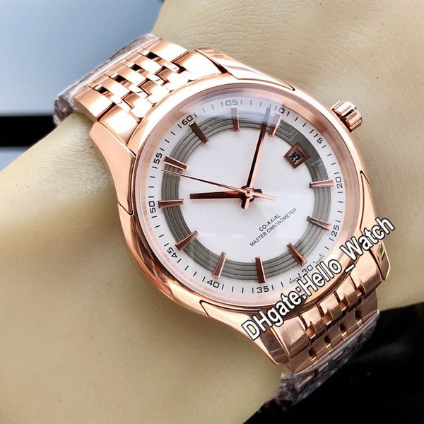 

новый часовой vision 431.60.41.21.02.001 белый циферблат серый внутренний автоматический мужские часы розовое золото стальной браслет часы h, Slivery;brown