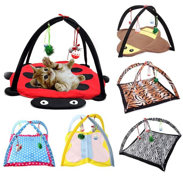 

cat playing tent multifunction cat hammocks kitten sleep bed foldable mat with balls play house toys pet products