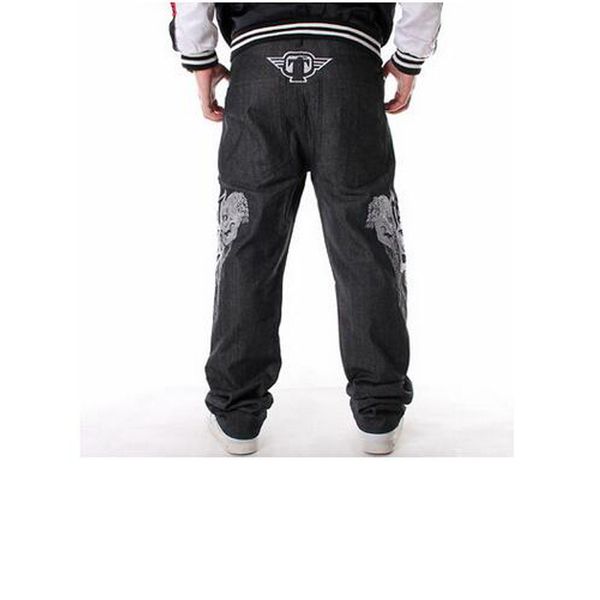 

mens baggy jeans men wide leg denim pants hip hop 2019 new fashion embroidery skateboarder men jeans, Blue