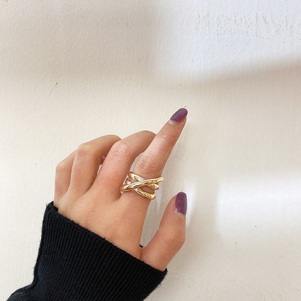 

ретро темперамент дикий металл чересстрочной открытое кольцо кольцо ins чистый красный холодный ветер, Silver