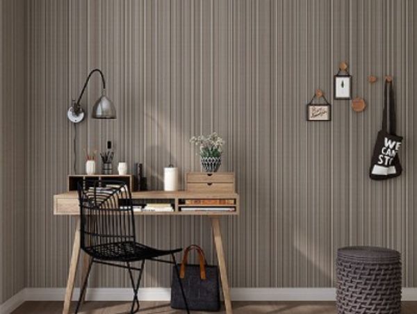 Atacado- escuro Plain cinza papel de parede listrado vertical, à prova de água de PVC cor sólida wallpaper Engenharia roupas papel de Parede para Quarto