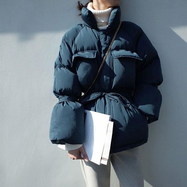 

корейская версия женщины вниз пальто хлопка для зимы свободный утолщенные передний короткий задний длинные стройные, Black