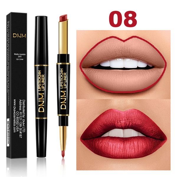 

dnm 12 colors 2in1 matte lip pencil+lip liner shimmer nude waterproof long-lasting moisturizing lipsticks cosmetics tool tslm2