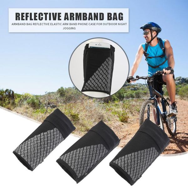 

reflective armband bag elastic arm band phone case for outdoor running night jogging cycling sports fitness supply