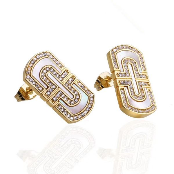 

роскошь дизайнер ювелирных женщин серьги стержня способа бриллиантовые серьги из нержавеющей стали роскошные дизайнерские серьги, Golden