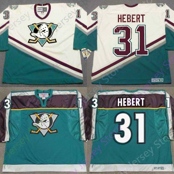 

Custom GUY HEBERT Anaheim Mighty Ducks 1995 Home CCM Vintage Throwback Jersey