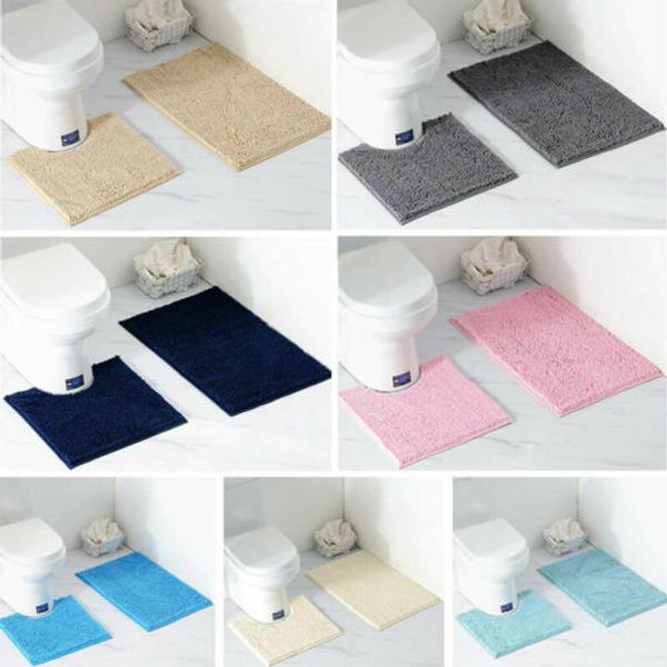 

faroot 2шт набор для ванны мягкие коврики синеля ткань 100% хлопок анти-скольжения часть снаряжения туалет ванная комната душ
