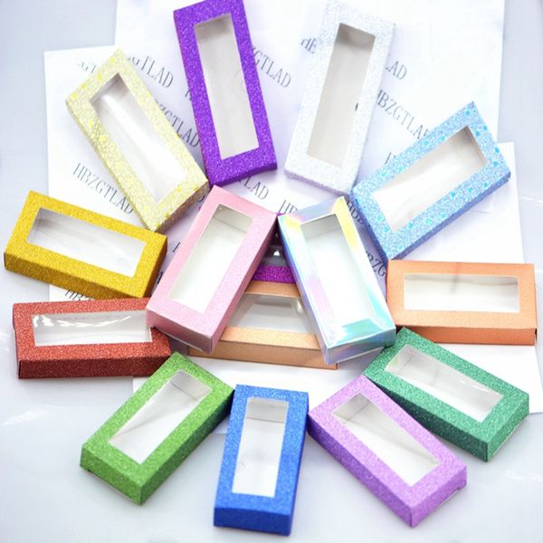 

wholesale 200 pcs packing box for eyelash blank eyelashes package multicolor soft paper box eyelashes diy flash packing