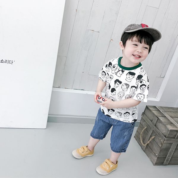 

2020 boys summer t-shirt children printed round neck short sleeve top, Blue