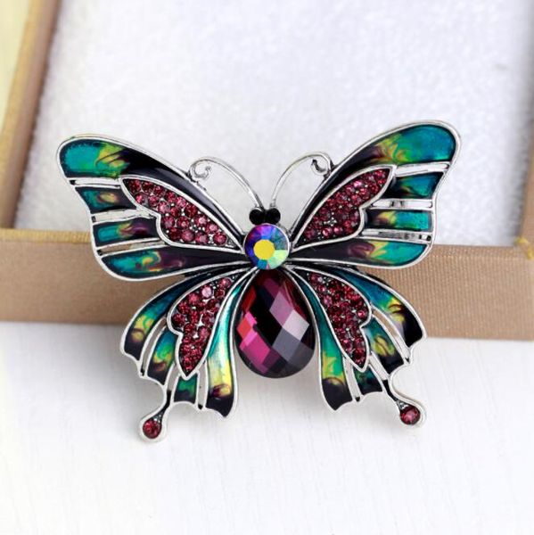 

retro brooch rhinestone colorful enamel butterfly branch brooch pins men women's brooches for suits dress banquet brooch gift wholesale, Gray