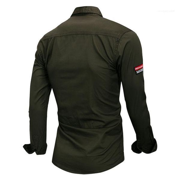 

long sleeve outdoor mens casual shirts lapel neck army green plus size mens shirts with pockets embroidery, White;black