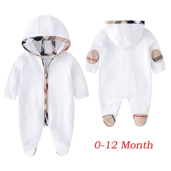 

new baby boys rompers designer kids plaid hooded jumpsuits infant girls 100% cotton long sleeves romper girls clothing spring autumn b165, Blue