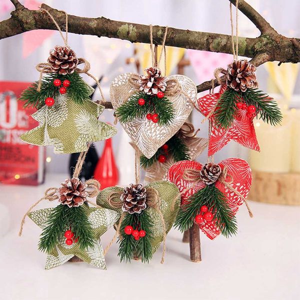 

3pcs christmas pine cone cloth decorative pendant christmas tree decorations l window pendant decorations for home