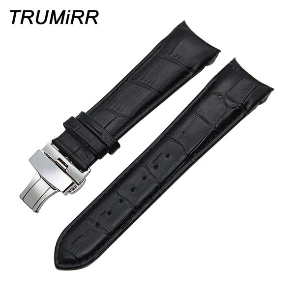 

curved genuine leather watchband 22mm 23mm 24mm for couturier t035 watch band butterfly clasp strap wrist bracelet black brown
