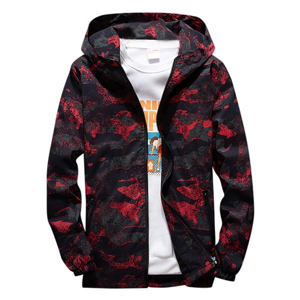 

mens casual camouflage hoodie jackets autumn printing plus size hoodie thin jacket coat men's streetwear chaqueta hombre z0802, Black;brown