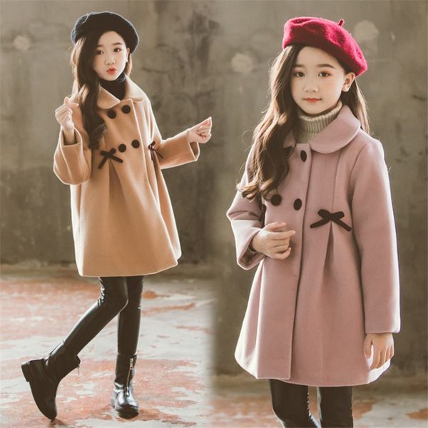 

2019 new girl clothes winter fashion korean version cotton thicken bow windbreaker children long sleeve coat, Blue;gray