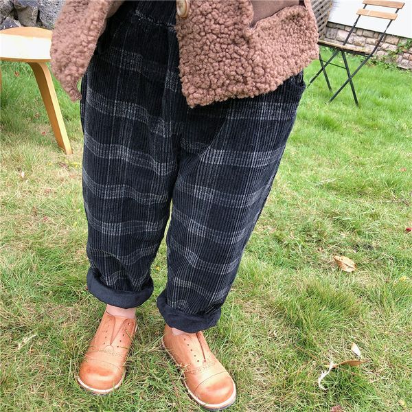 

2019 winter new arrival korean style cotton corduroy loose plaid all-match harlen long pants for fashion baby girls and boys, Blue