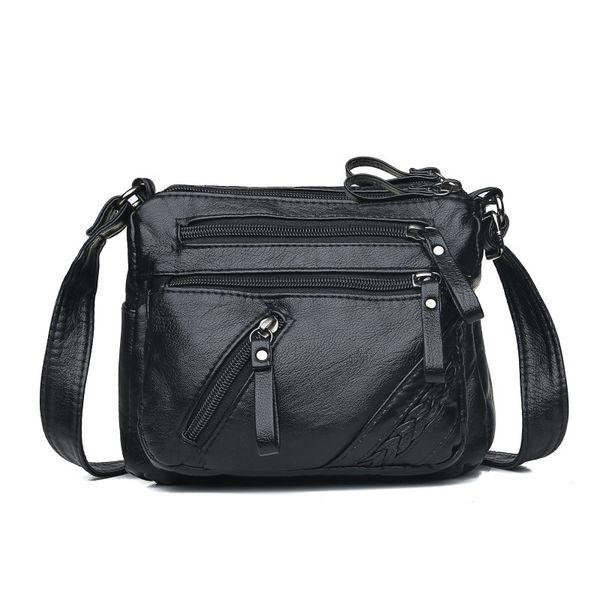 

women leather small crossbody bags fashion multilayer travel flap bags solid color shoulder messenger handbags