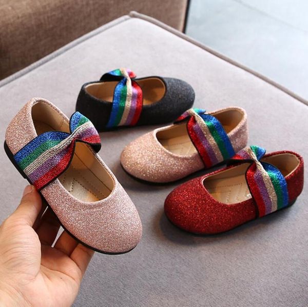

children' casual leather shoes flat heeled loafers boys and girls flat shoes princess soft bottom single dance, Black;grey