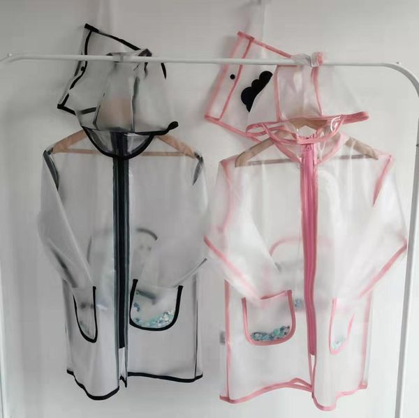 

children's boys and girls fashion translucent big hat raincoat waterproof kindergarten baby beads poncho