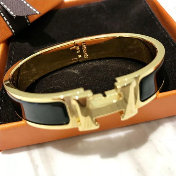 

designers h letter 18k gold plated bracelet 316l stainless steel bangle bracelet for women gift wholesale price, Black