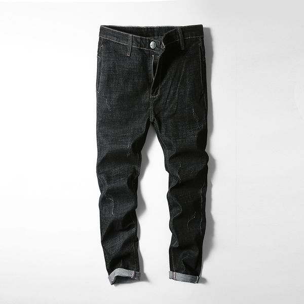 

black jeans men pants stretch classic ripped jeans men hip hop slim fit trousers boy autumn winter men's denim skinny male, Blue