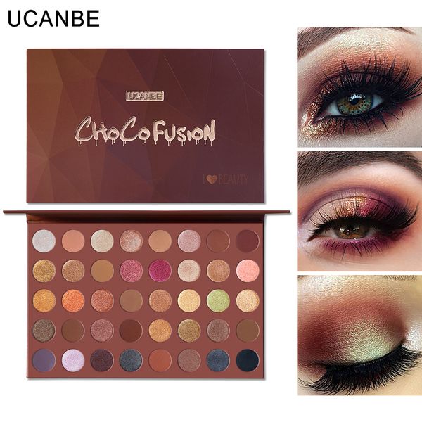 

ucanbe 40 colors eyeshadow palette bronze pearl eye shadow tray matte glitter diamond shimmer eye primer luminous shadow