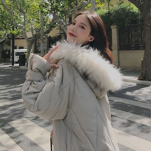 

2019 south korea fashion winter cotton dress women's new style korean-style mid-length down jacket large size loose-fit cotton-p, Blue;black