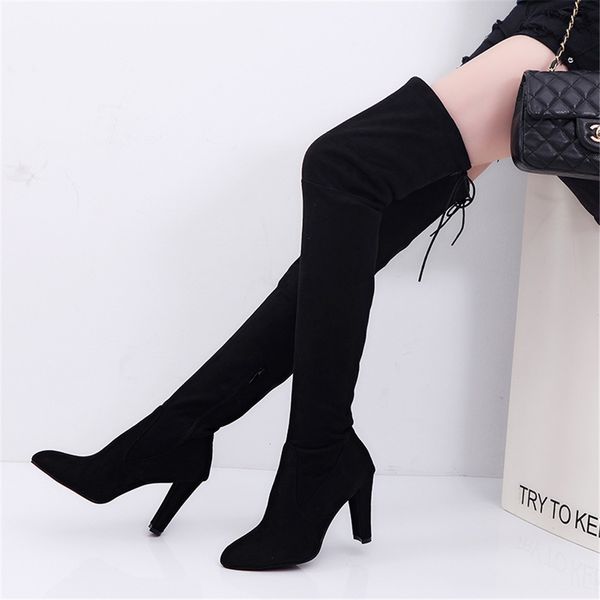 

women thigh high boots stilettos over the knee boots pointy toe high heel long black gray with zipper