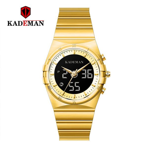 

kademan 2020 new watches men chronograph men sports watches waterproof full steel quartz relogio masculino k9079, Slivery;brown