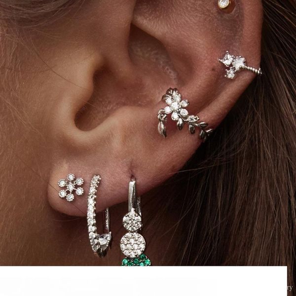 

2019 new arrived leaf lower ear cuff gold silver paved clear cz no piercing women wholesale cute leaves cuff earring