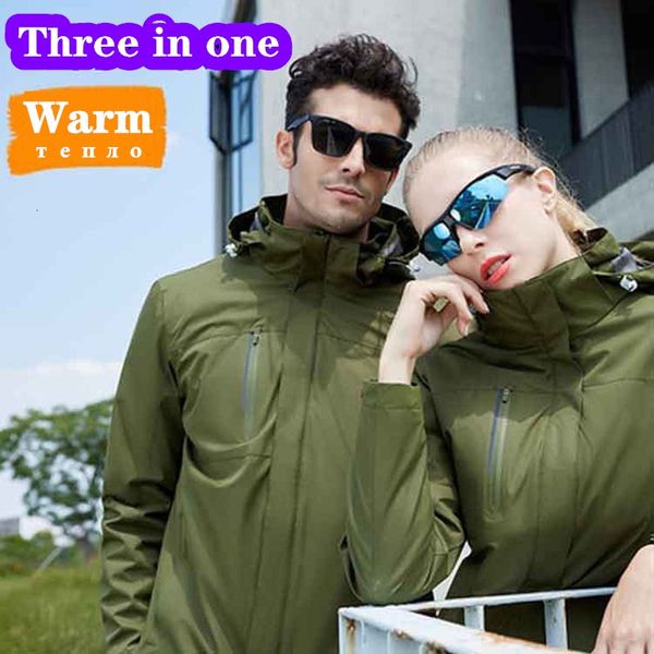 

detachable hiking coat 5000mm waterproof rating winter warm double fleece jacket couple clothes men women softshell windbreaker, Blue;black
