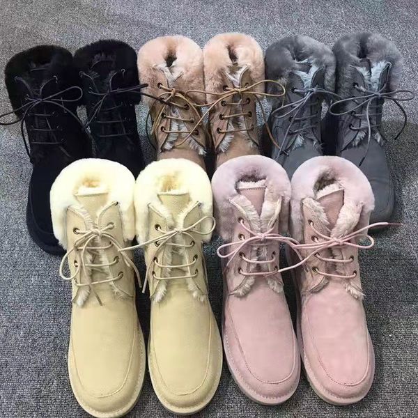 

2019 winter shoes women fashion brand real leather snow boots plush ladies warm footware with fur female botas mujer ankle boots, Black
