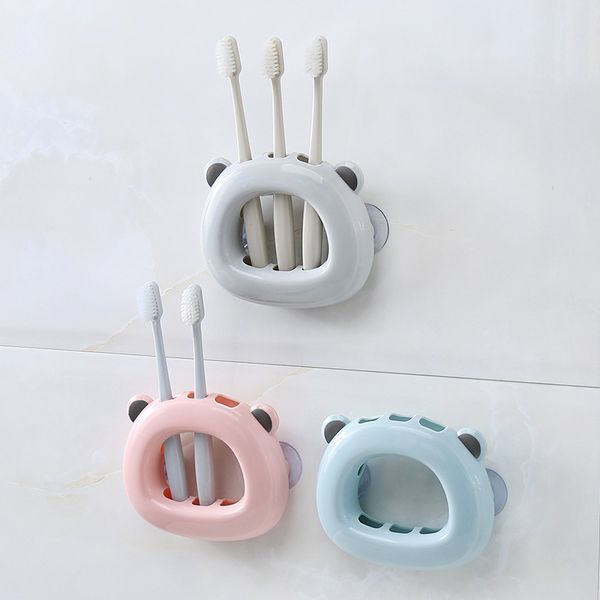 

pp bear ear round shaped toothbrush makeup organizer box bathroom waterproof makeup storage organizer 3 holes toothbrush holder