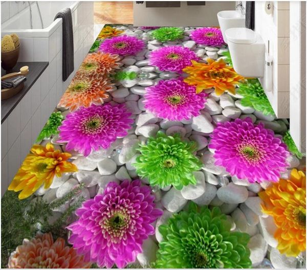 

3d pvc flooring custom p 3d flower pebble plant floor flowers everywhere sticker self adhesive 3d wall murals wallpaper