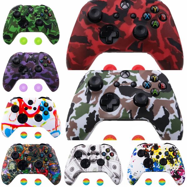 

hgbgp one protective skin case for xbox silicone x s controller protector printing transfer water camouflage cover grips caps