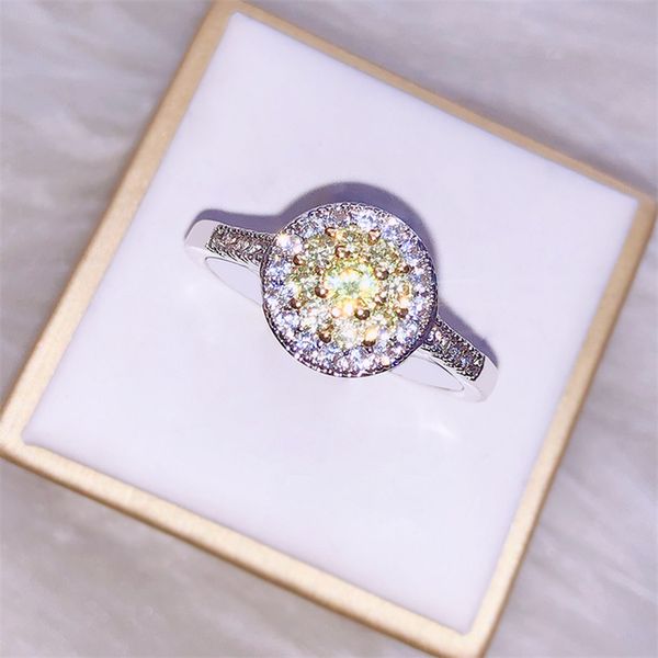 

round superflash zircon ring 925 slivercolor luxury jewelry for women fashion gemstone anillos z diamond rings female