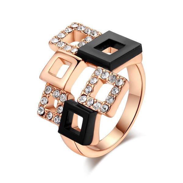 

romantic cubic zirconia/ceramic plaid rings rose gold color fashion crystal jewelry for women anel aneis r091, Golden;silver