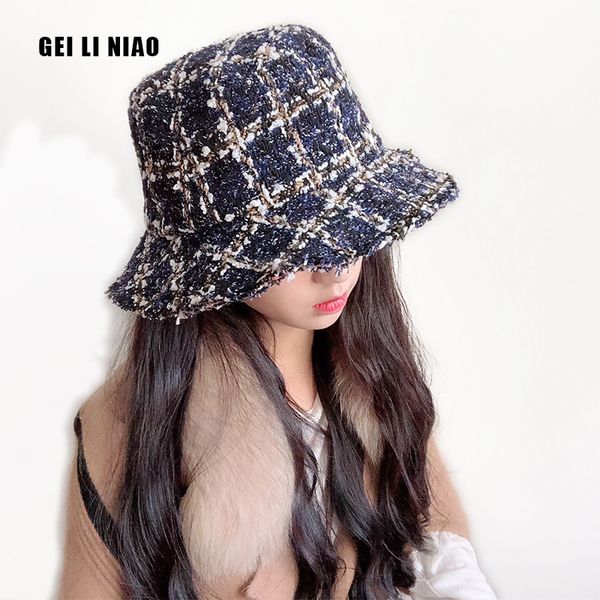 

hat ladies autumn and winter retro knit fisherman hat outdoor wild short pot cap folding, Blue;gray