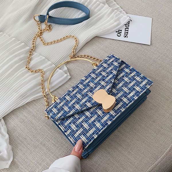 

cotton linen crossbody bags for women chain messenger shoulder bag female handbags metal handle cell phone purses