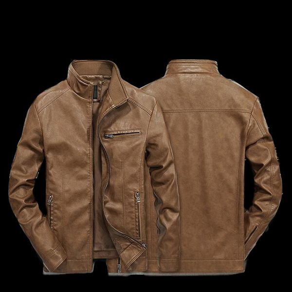 

brand warm men pu leather jacket mens motorcycle standing collar motorcycle leather coat thin drop shipping, Black