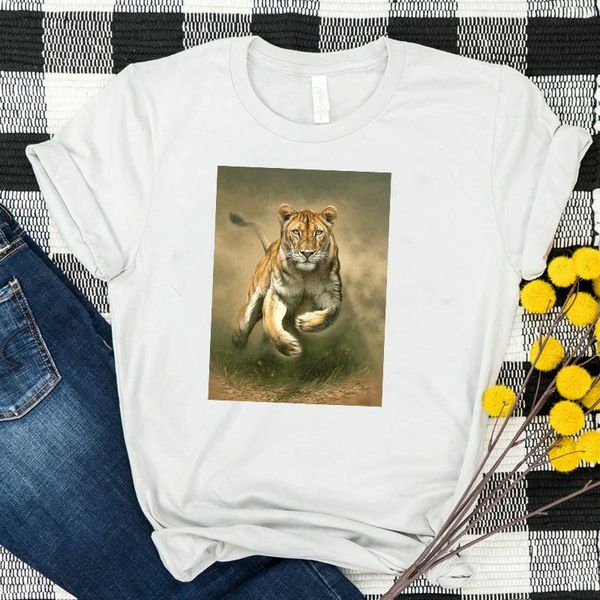 

women shirt womens summer oil painting tiger casual short sleeve female tshirt tees printed graphic clothes t-shirt, White