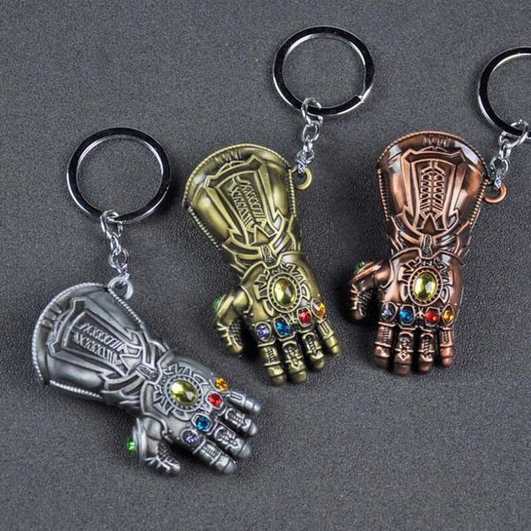 

10pcs/lot the 3 thanos gloves keychain the marvel comics movie car keyring fashion jewelry party gift for men funs, Silver