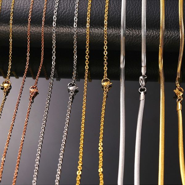 

1-3 mm rolo link cable chains and snake chain necklace in stainless steel women jewelry golden silverly rose golden 20 inch, Silver
