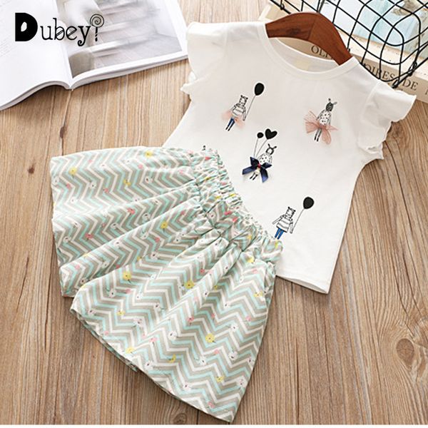 

new summer little girl boutique outfit cartoon girls ruffle outfits toddler girl clothes for holiday casual holiday, White
